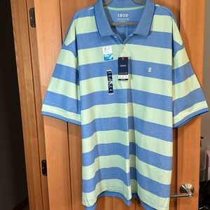 NWT light green and blue stripe golf shirt 4XLT